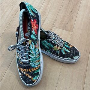 Vans Tropical Floral Black Canvas Sneakers